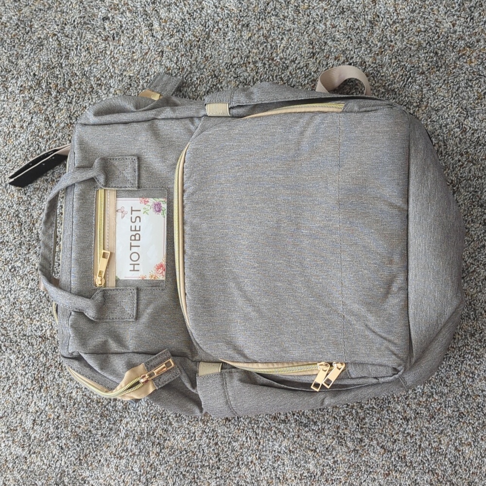 Gray Baby Travel Diaper Backpack